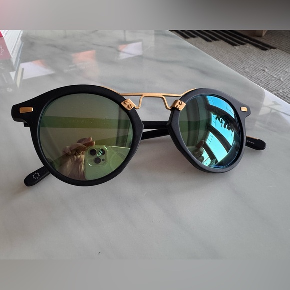 Krewe St. Louis Polarized Sunglasses, 46mm - Matte Black / Aqua - Picture 3 of 8